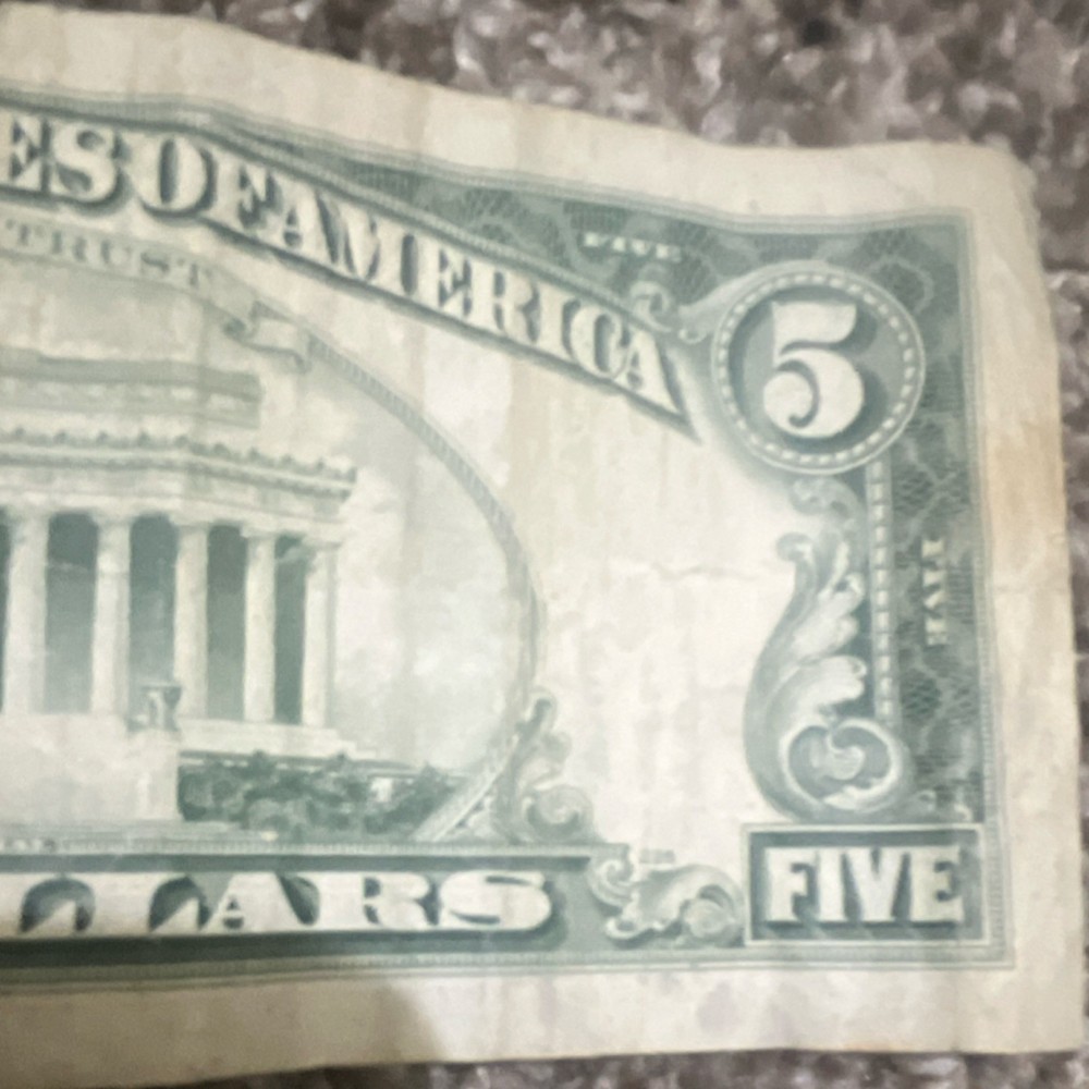 $5 US Error Banknote 1974 Federal Reserve Note D35669407B