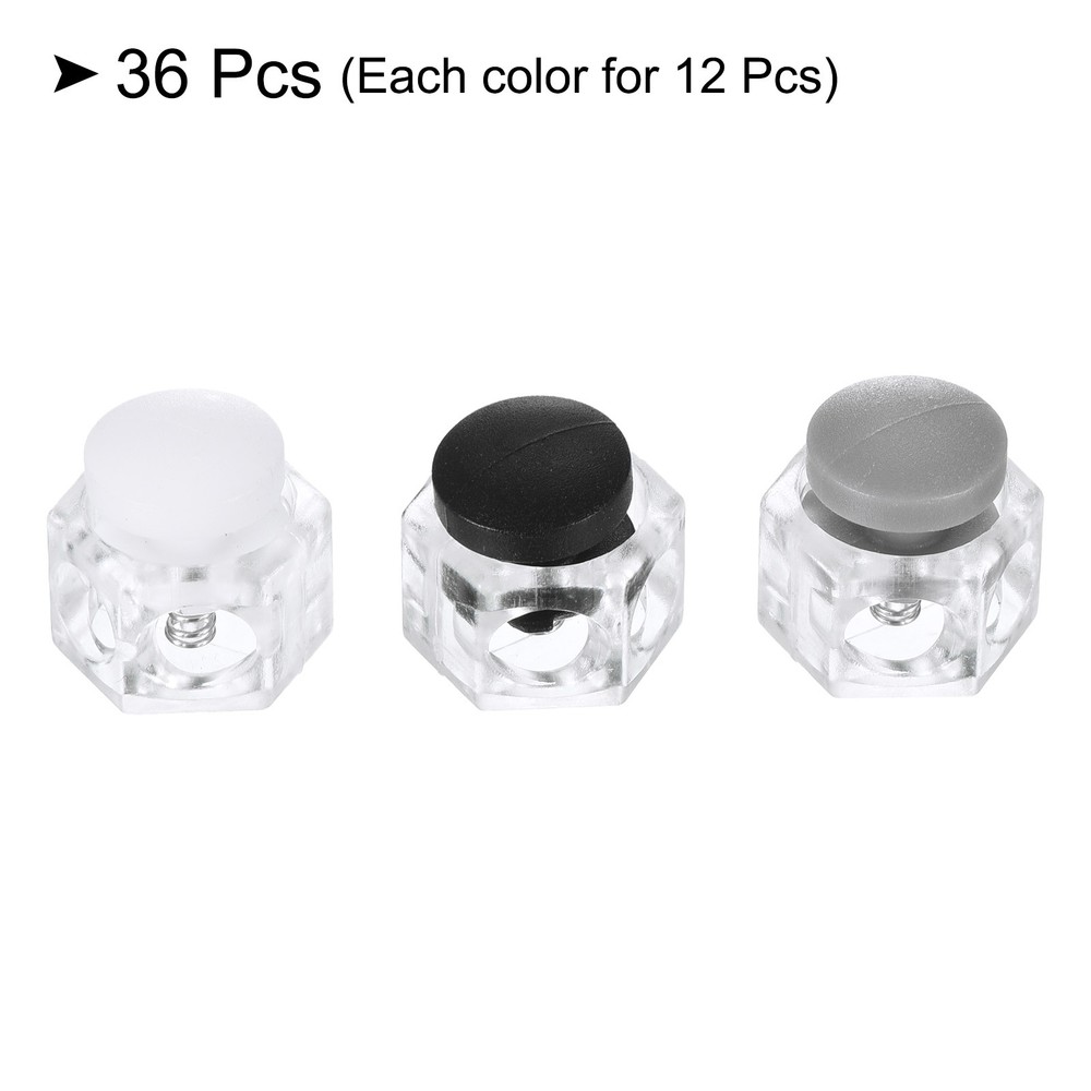 Cord Locks, 12 Set Hexagonal Spring Toggle Stopper, 3 Colors