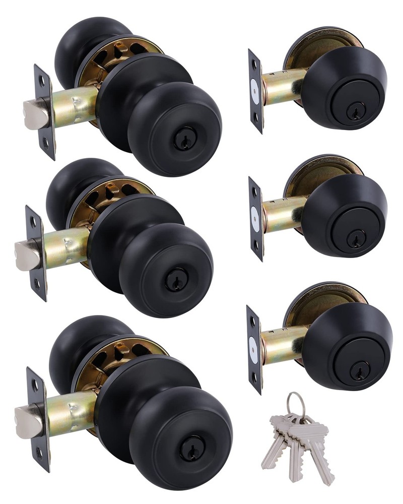 GITRANG (3 Pack) All Keyed Identical Deadbolt Door 3, Black Alike 3DB