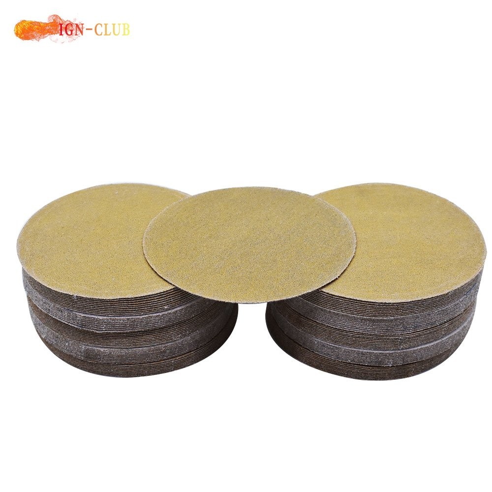 100 Pack 5" 180 Grit NO-Hole Disc Hook Loop Pads Sanding Discs Flocking
