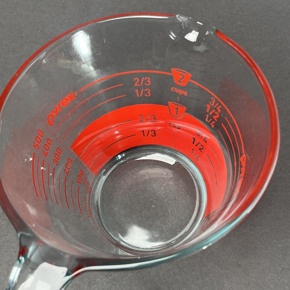 PYREX Measuring, 2 Cups, 16 oz, 500 mL, Red Reverse Read Inside