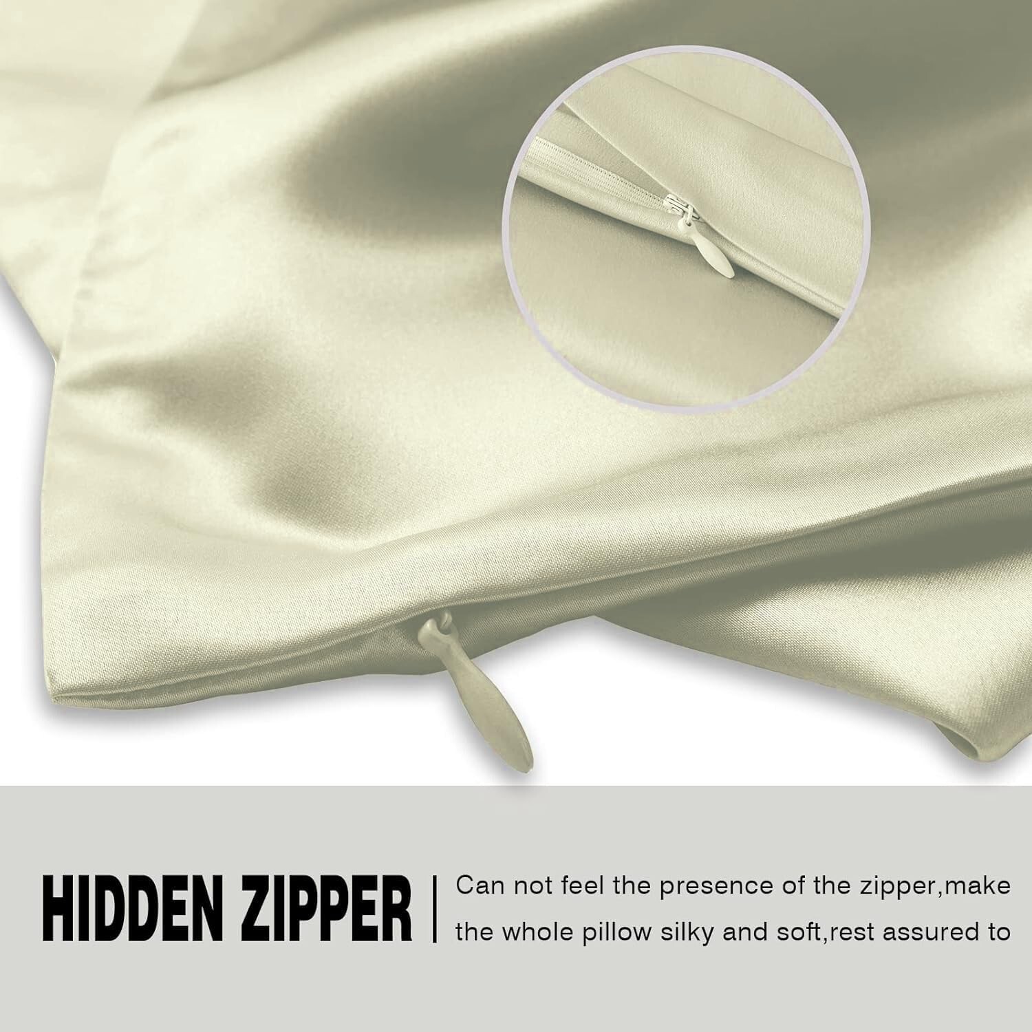 100% Mulberry Silk Pillowcase 25 Momme - Hair & Skin Friendly, Hidden Zipper