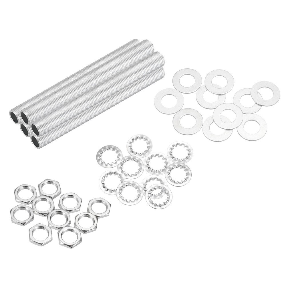 35Pcs 3.9" M10 Lamp Pipe Kit with Lock Nuts Washers for Assembly, Silver