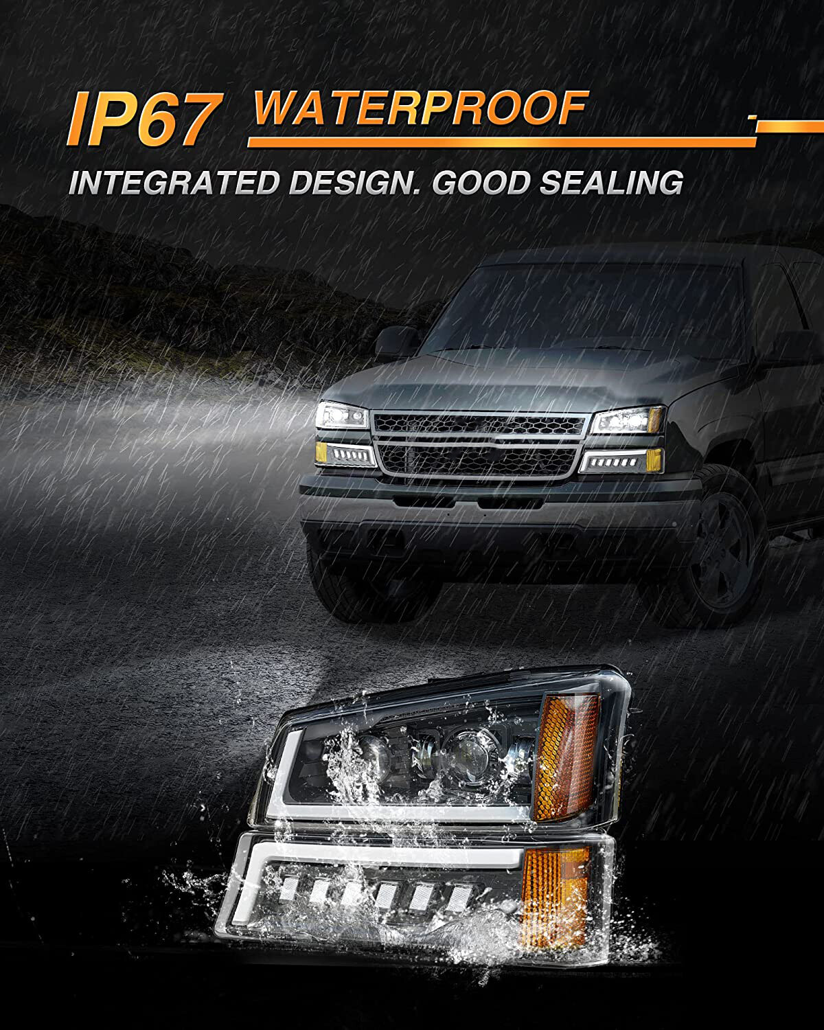 DOT LED Headlights DRL Bumper Lamps For 2003-07 Chevy Silverado 1500 2500 3500