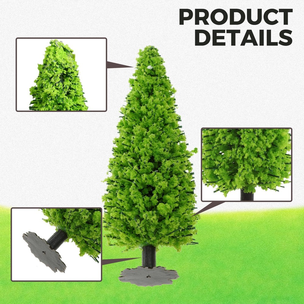 20Pcs Light Green Mini Pine Tree Model HO Scale for Scenery or Cake Decor