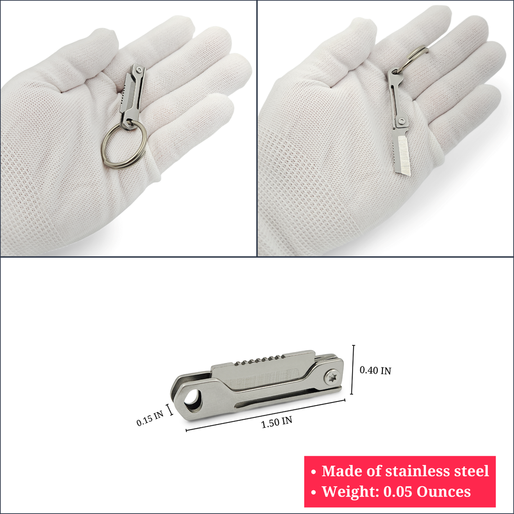 K20 TOOLS - Folding Tiny Keychain Box Opener Knife - Utility Box Package Cutter