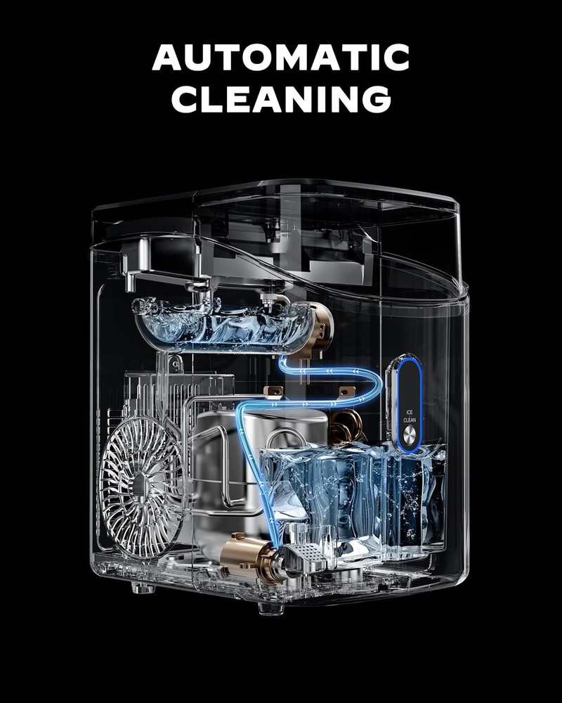 Nugget Ice Maker Countertop, Pebble Ice Maker with Soft Chewable Ice, One-Cli...