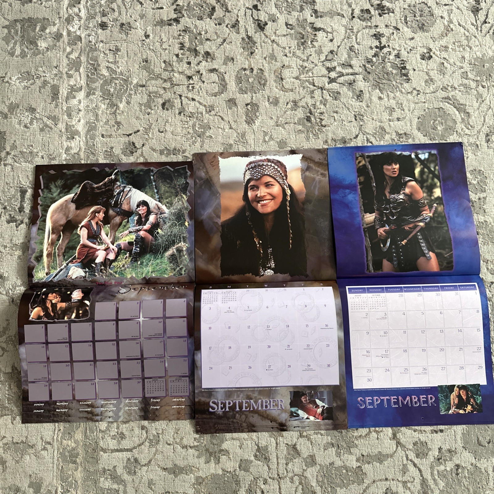 LOT X 3 - Xena Warrior Princess - Calendars 1999, 2000 and 2001 - Never used!