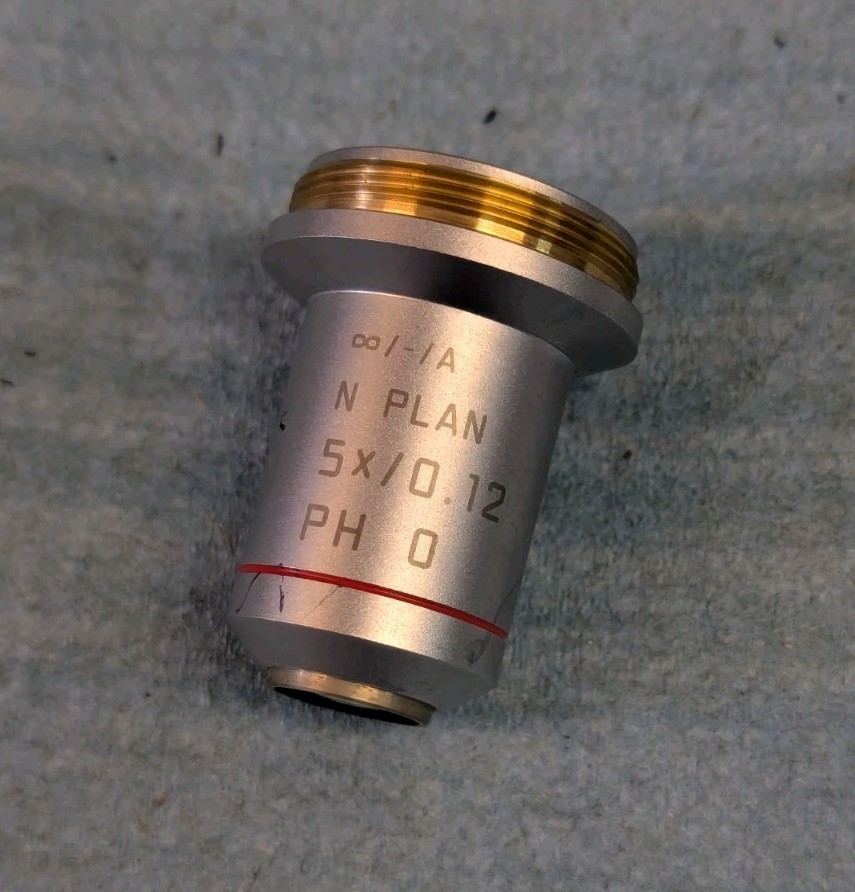 Leica N Plan 5x/0.12 PH 0 Phase Contrast Microscope Objective 506090