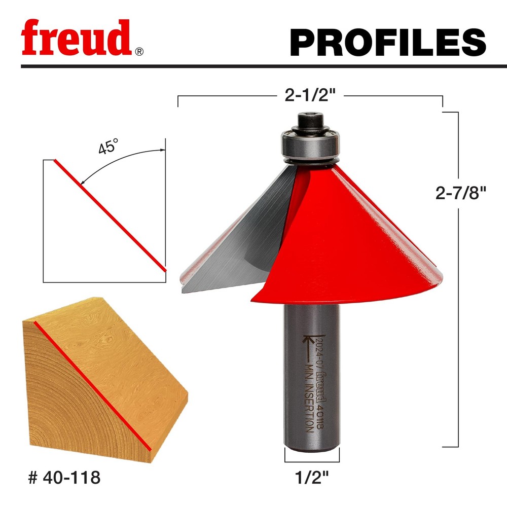 Freud 40-118 2-1/2" Chamfer Bit Router Bit Woodworking Tool