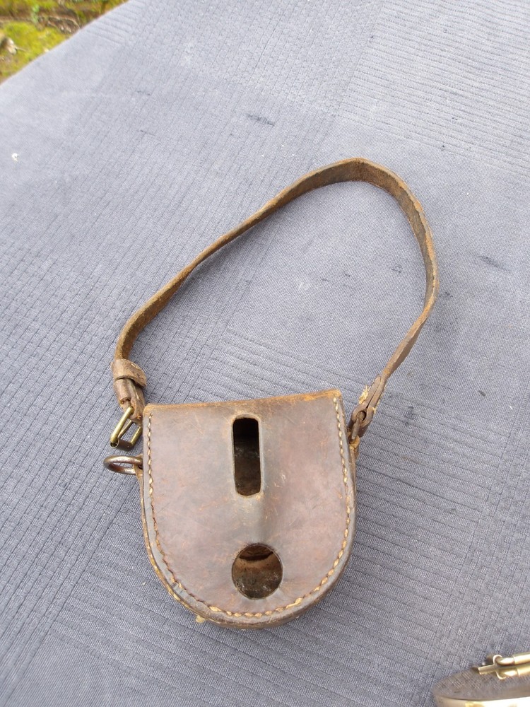 Vintage DENT Brass Security Time Clock With Leather Pouch - NO Key Untested