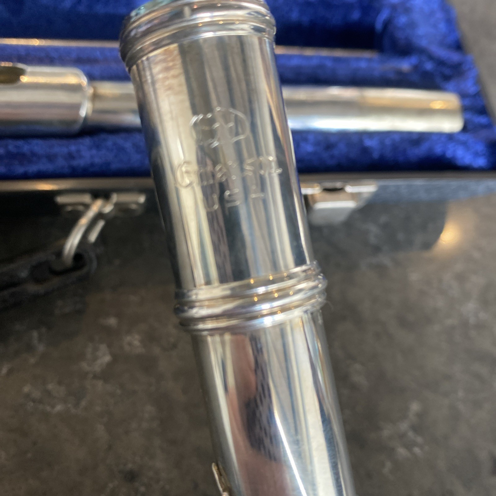 Emerson USA Open Hole Flute + Case Silver Plate Stamped 47799 1 AS IS PREOWNED