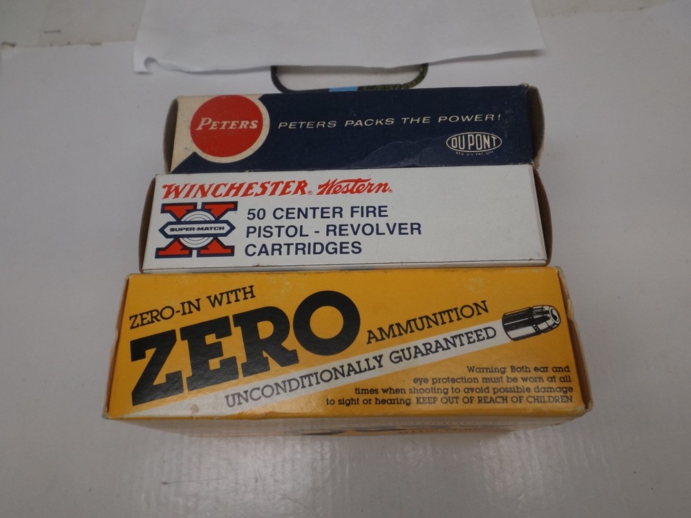 3 Empty Vintage Ammo Boxes Zero - Peters - Winchester -- Two inserts 38 Special