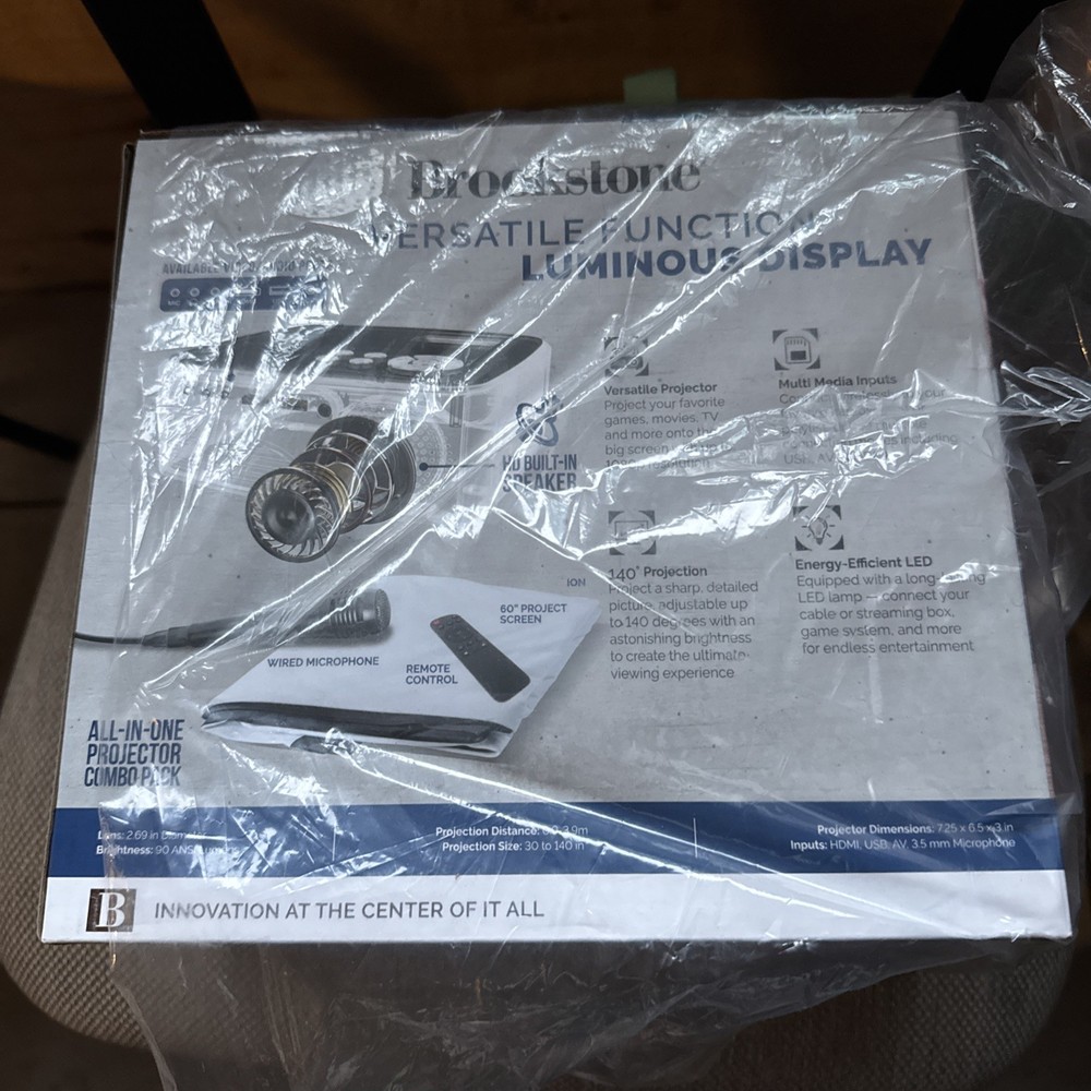 Brookstone Portable KARAOKE Projector Set Multimedia System Microphone Speaker