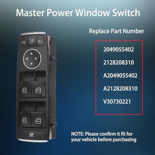 Master Power Window Switch Button Front Driver Side Compatible with 2008-2017 Me