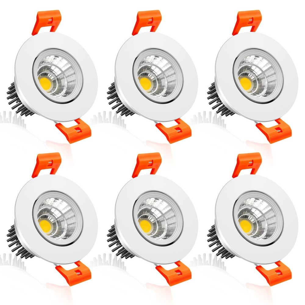 inShareplus 2 Inch LED Downlight, 3W White/6Pack, 5000k(Daylighting White)