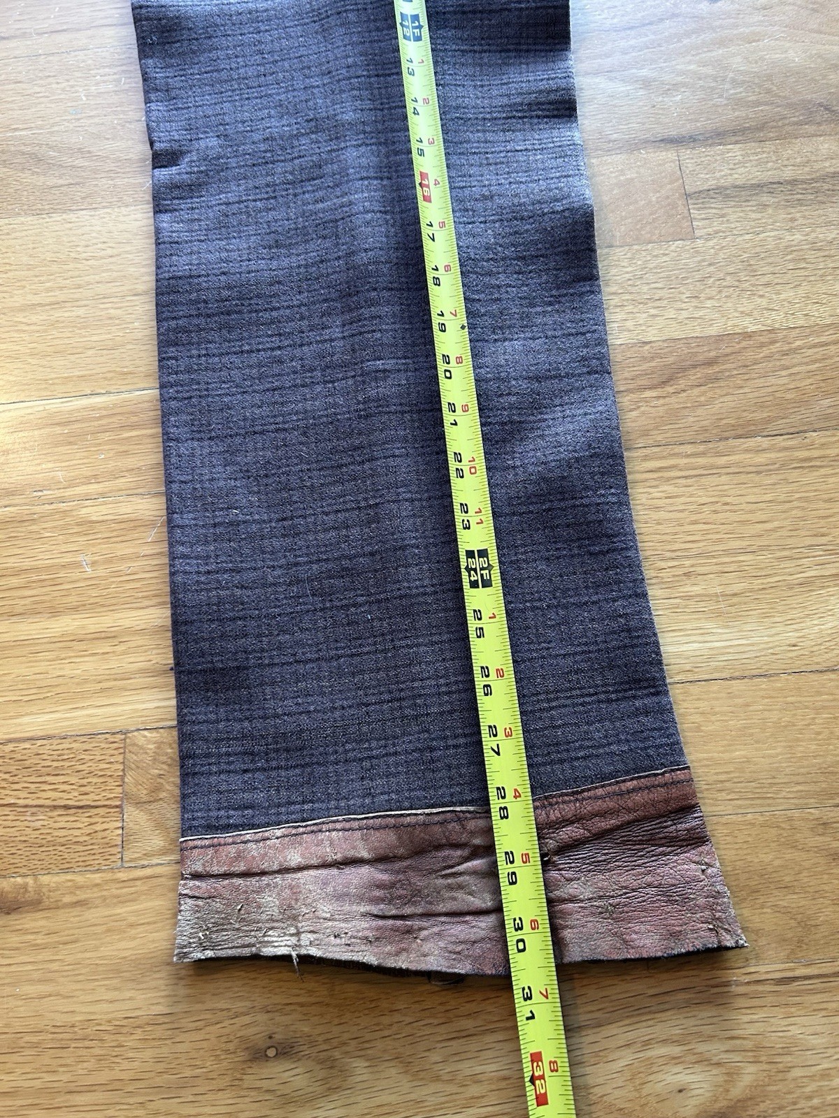 EDDIE BAUER Vintage Heavy Wool Plaid Hunting Winter Pants Leather Cuffs 31-32" W