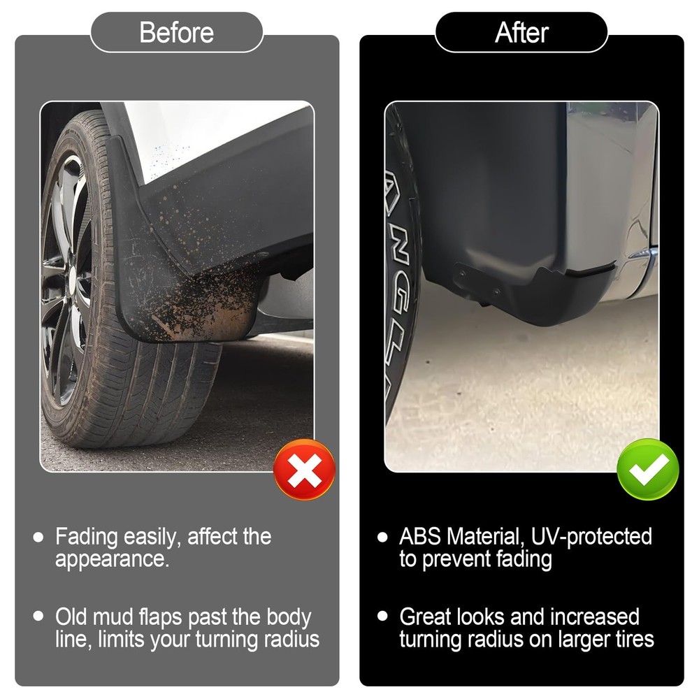 Mud Flaps Delete Compatible with GMC Sierra 1500 2019-2025, Including Black