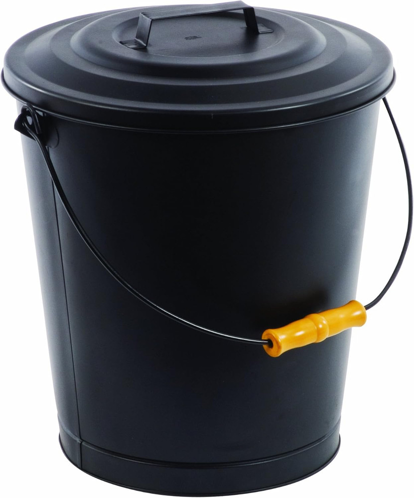 Fireplace Ash Bucket with Lid,Black