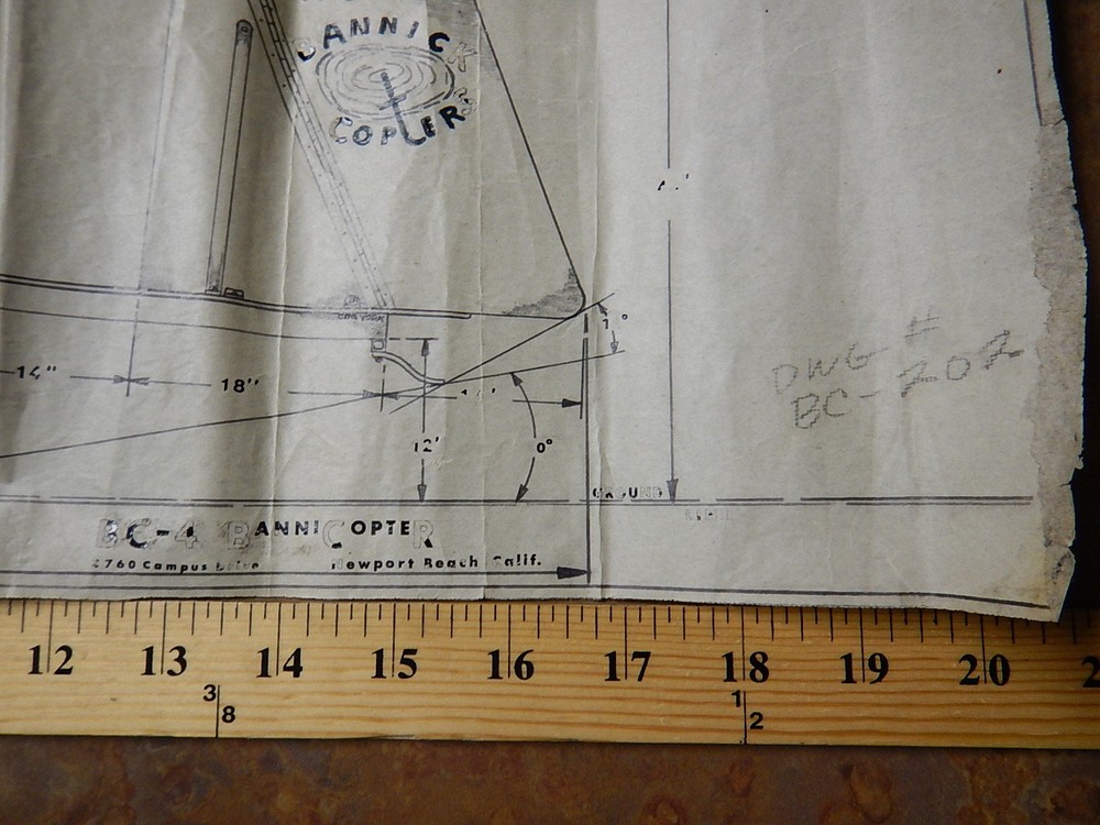 Bannick Model T Copter 1964 Blue print Schematic Drawing TF