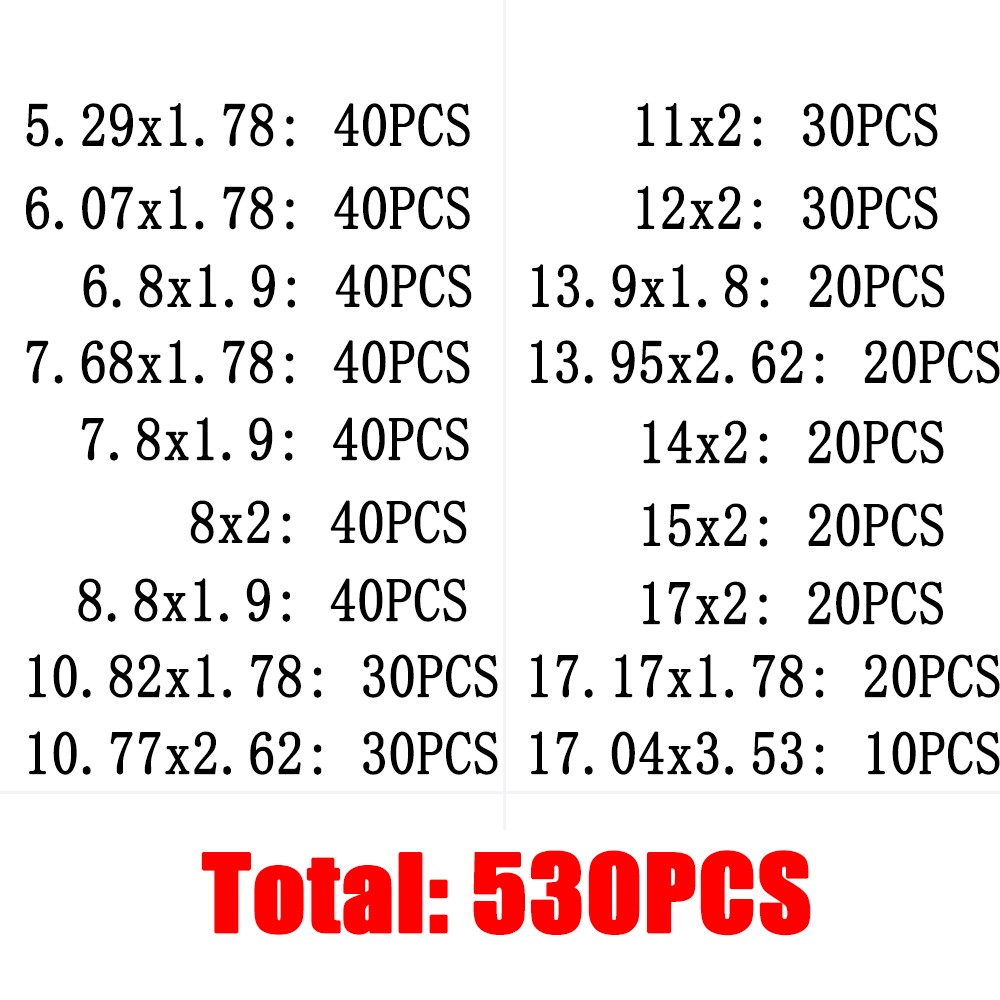 For A/C Compressor 530PCS Green HNBR O-Rings Assortment Kit 18 Sizes