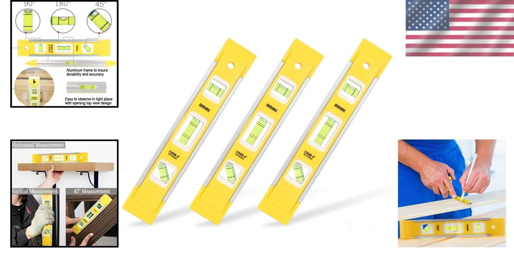 Magnetic Aluminum Torpedo Level - Compact 9-Inch Design with Dual Functionality