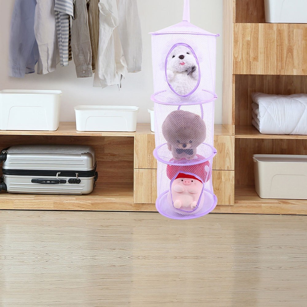 2 Pcs Hanging Net Stuffed Animal Storage Organizer Foldable Hammocks