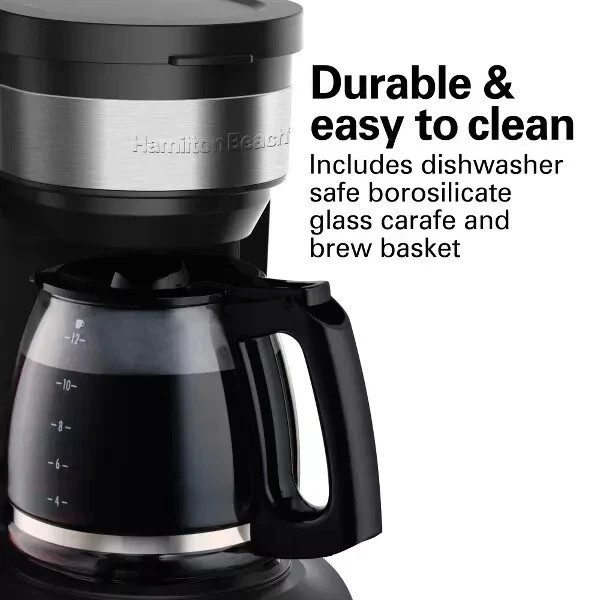 HAMILTON BEACH PROGRAMMABLE COFFEE MAKER 12 CUP CAPACITY W/AUTO PAUSE AND POUR