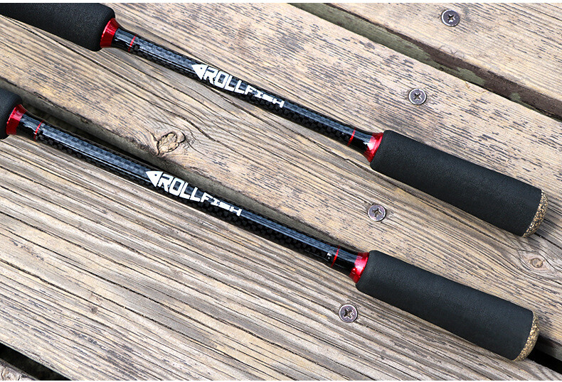 Rollfish Medium light Mod Fast Spinning Rod 6' 2pc. Black/Red