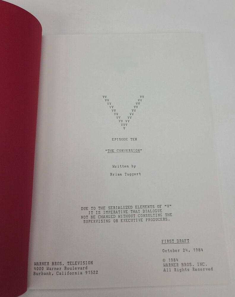 V / Brian Taggert 1984 TV Script, June Chadwick, Robert Englund "The Conversion"