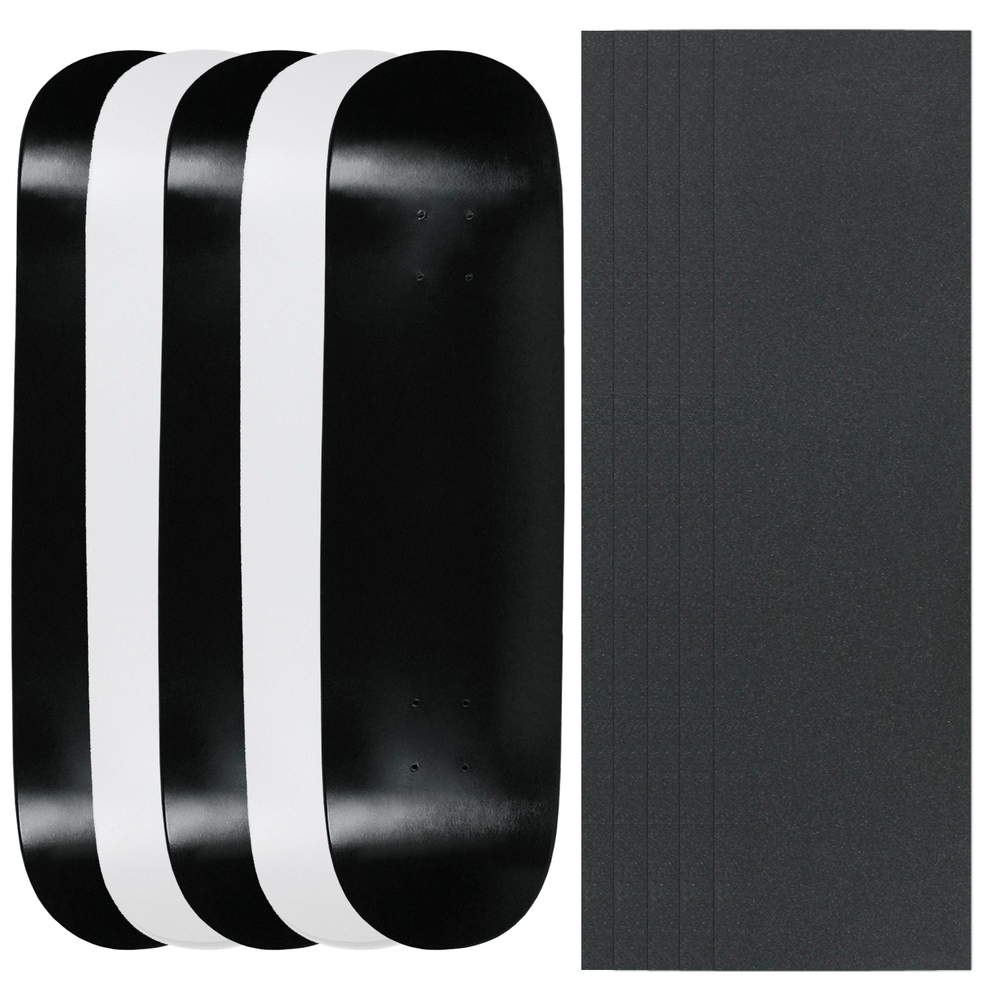 5 Blank Skateboard Decks Black & White 8.5" + Griptape
