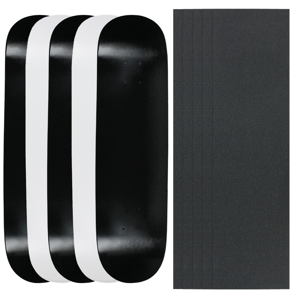 5 Blank Skateboard Decks Black & White 8.5" + Griptape