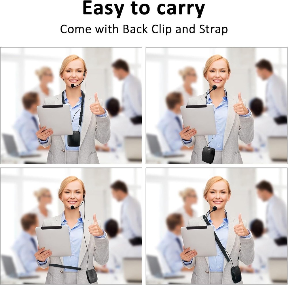 Portable Voice Amplifier with Wired Microphone Headset