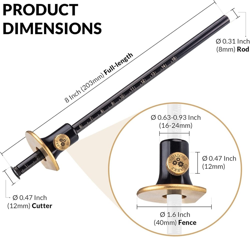 Lightweight Wood Marking Scriber with Retractable Closure & Replacement Cutters