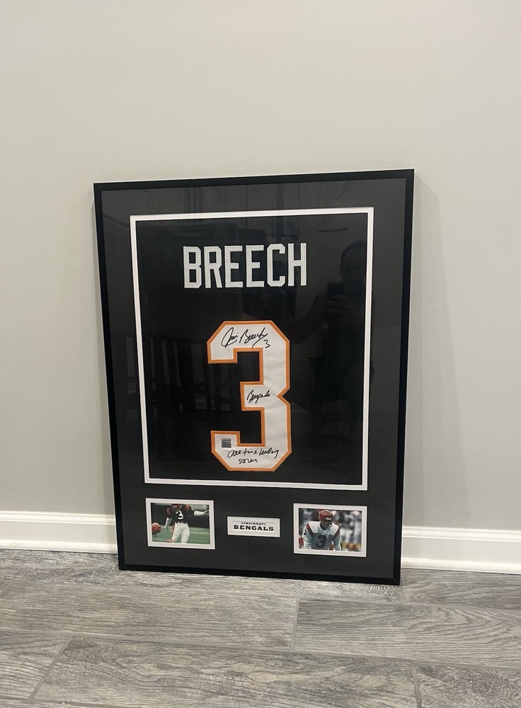 Jim Breech Framed Signed Cincinnati Bengals Jersey
