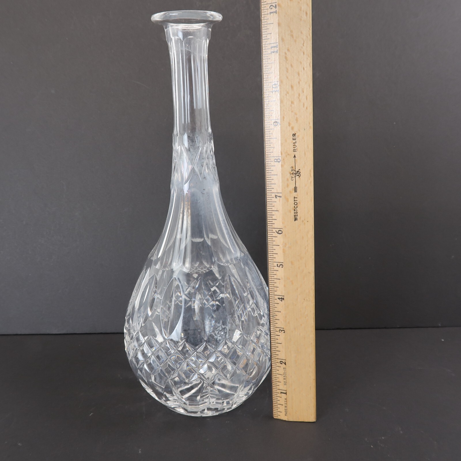Vintage Clear Cut Decanter w/ Stopper Liquor Barware 14 inch tall