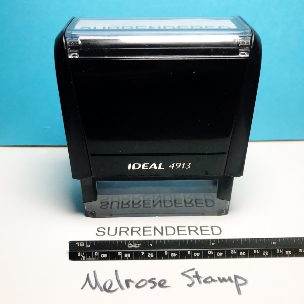 Surrendered Rubber Stamp Black Ink Self Inking Ideal 4913