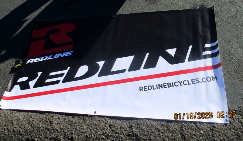 LARGE REDLINE BICYCLE BANNER 6' X 3'--NOS