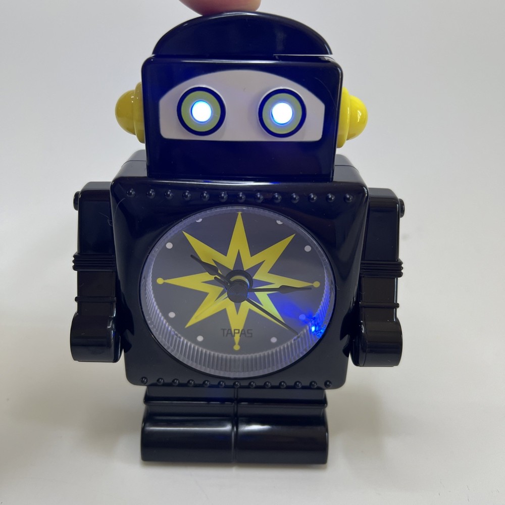 TAPAS Robot Alarm Clock - Black & Yellow - Tested & Works - AAA
