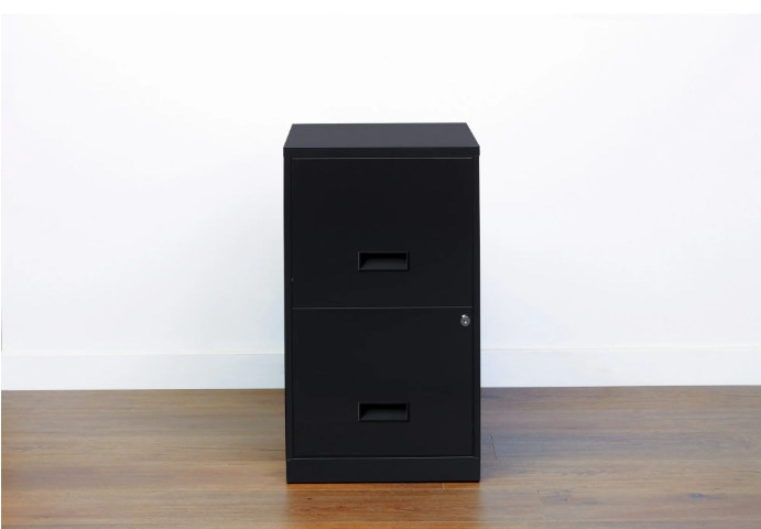 18" Deep 2 Drawer Letter Width Vertical File Cabinet, Secure Locking, Black