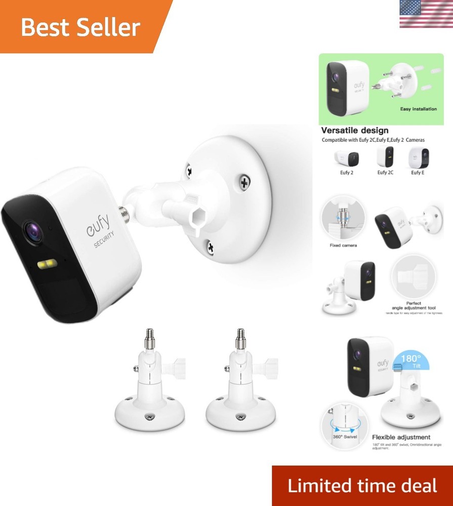 Water-Resistant Adjustable Wall Mount for Eufy/Arlo Cameras - 2 Pack