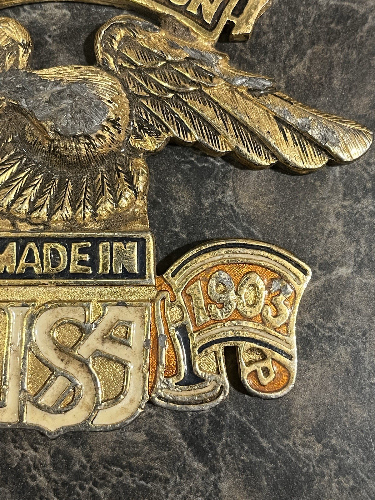 Vintage Damaged Harley Davidson Sissy Bar? Tank Badge Emblem Eat 1903 Eagle Part