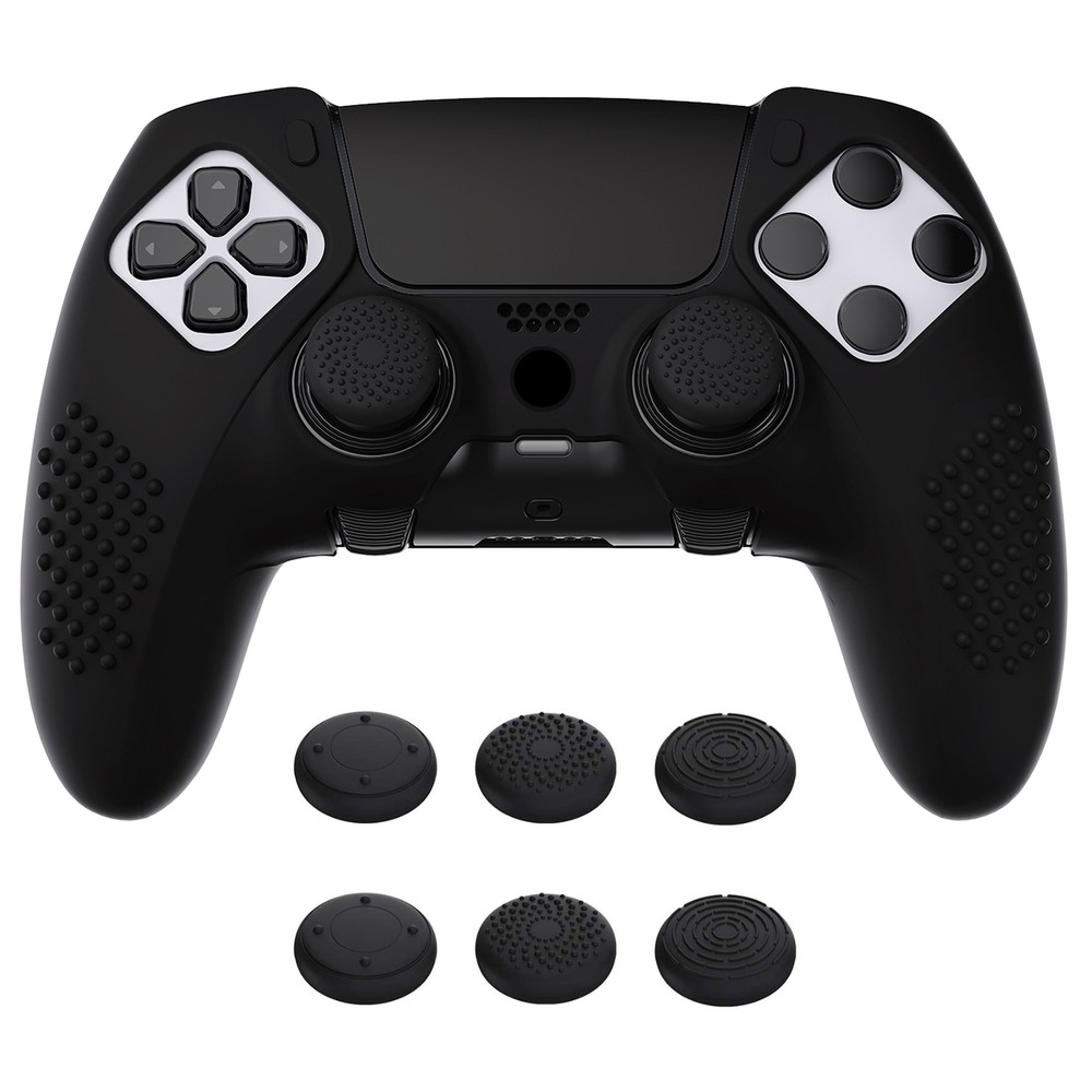 Soft Rubber Protector Skin for PS5 Edge Controller w/6 Thumb Grip Caps