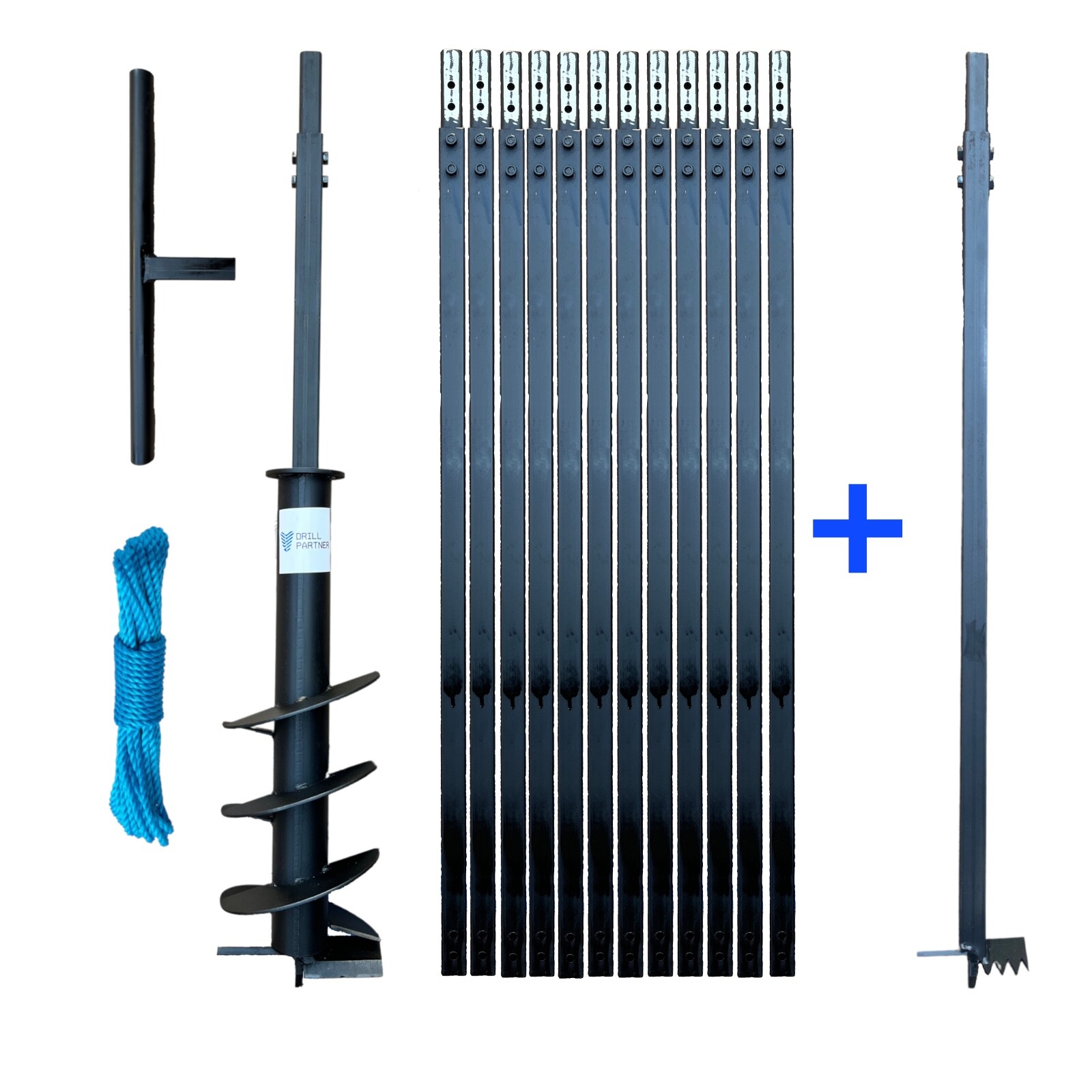 DRILLPARTNER Hand Auger Water well Earth 7 inch and 3-60 ft / Bailer / ClayBit