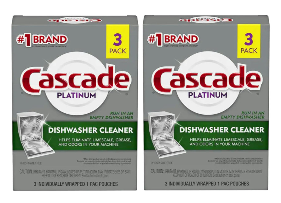 Cascade Platinum Dishwasher Cleaner, 3 count 2 Boxes
