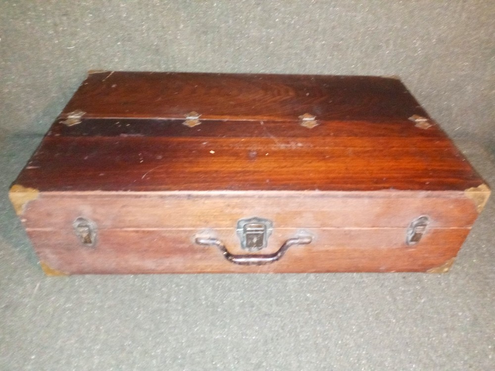 Solid Wood 1800's Toolbox Chest w/ Eagle Lock Drawer & Brass Hardware - SUPERB!