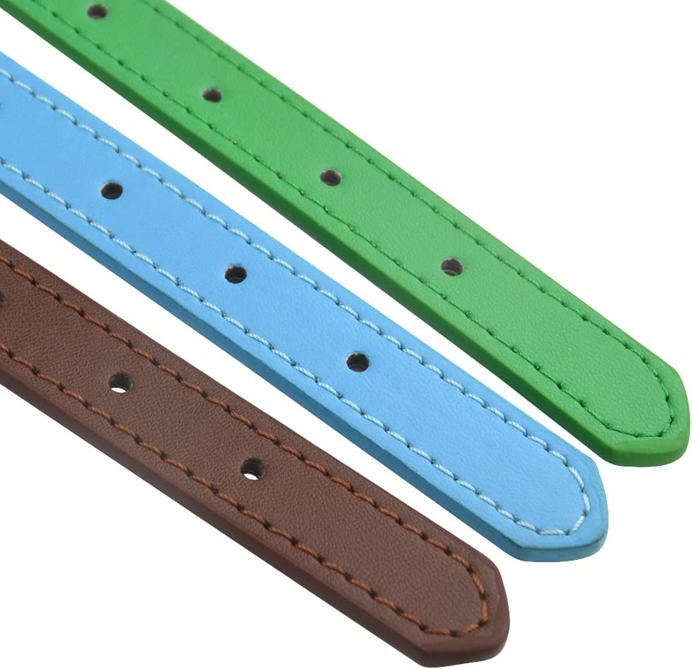 6Pcs Leather Pet Collars with Bell Adjustable 20-28Cm Soft Identification Leathe