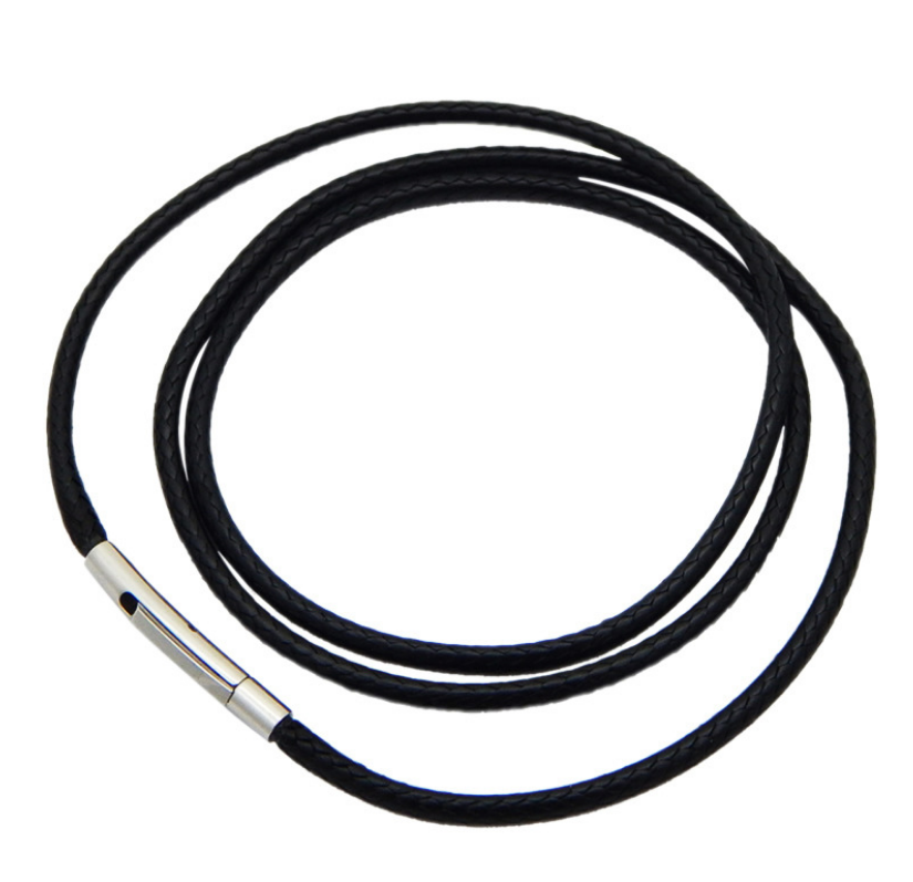 3mm Black Rope Leather Cord Chain Necklace Stainless Steel Clasp 16-34inch