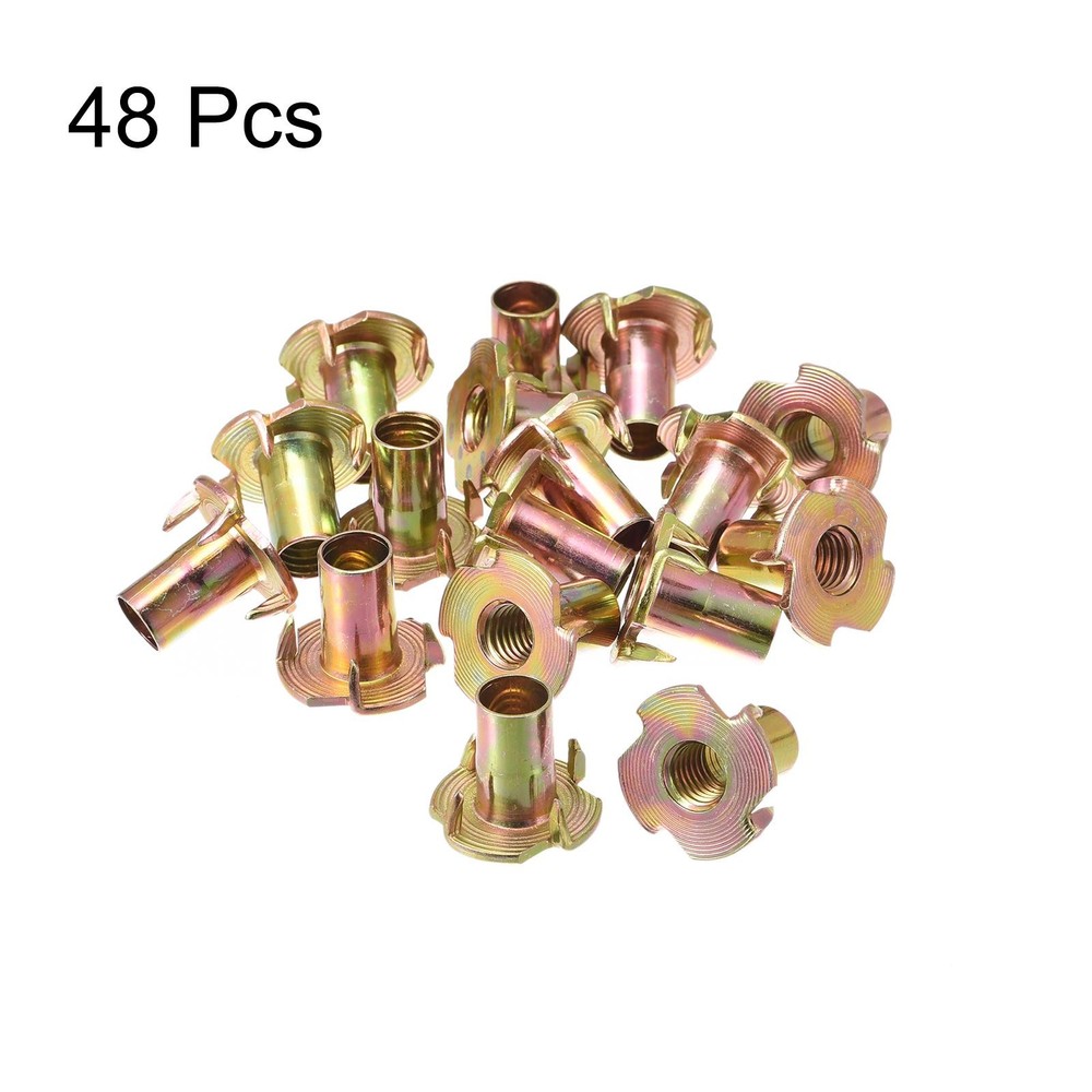 M8x18mm T Nuts 4 Rivets T Nut Carbon Steel Threaded Inserts 48pcs