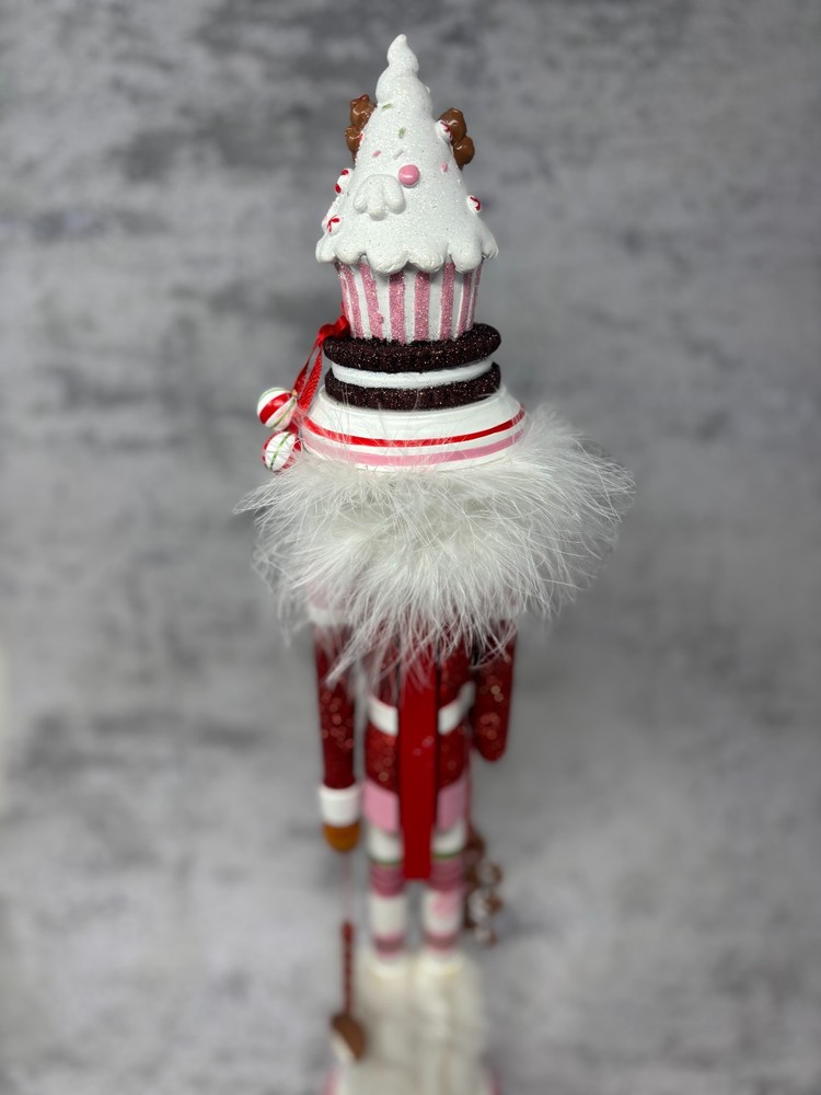 Adler Nutcracker Candy Gingerbread Cupcake Hat Pink Red Glitter Decor